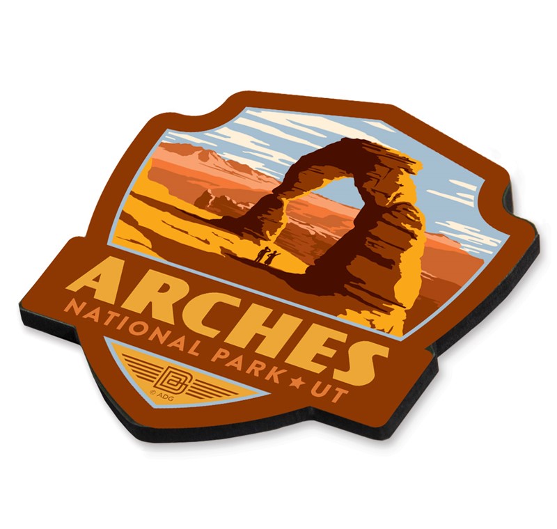 Arches NP Delicate Arch Emblem Wood Magnet | American Made