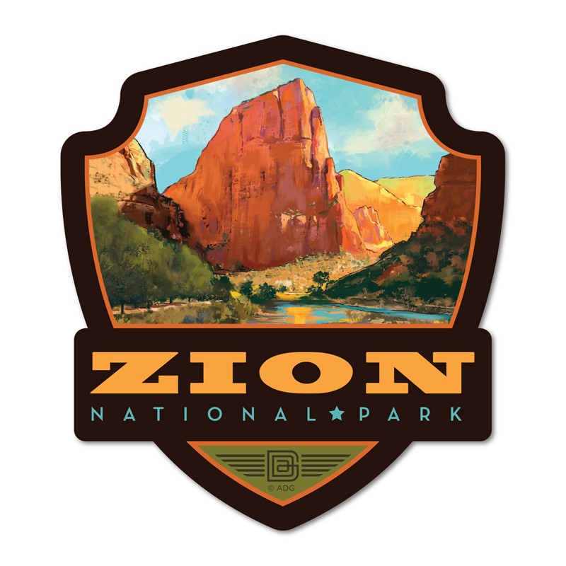 Zion NP Virgin River Valley Emblem Wood Magnet| American Made
