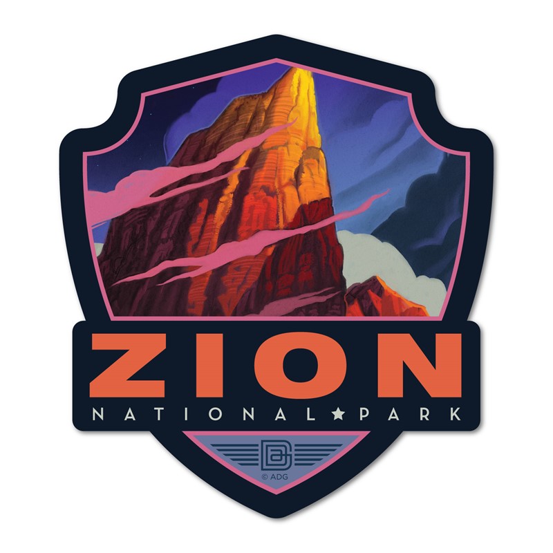 Zion NP Virgin River Valley Emblem Wood Magnet| American Made