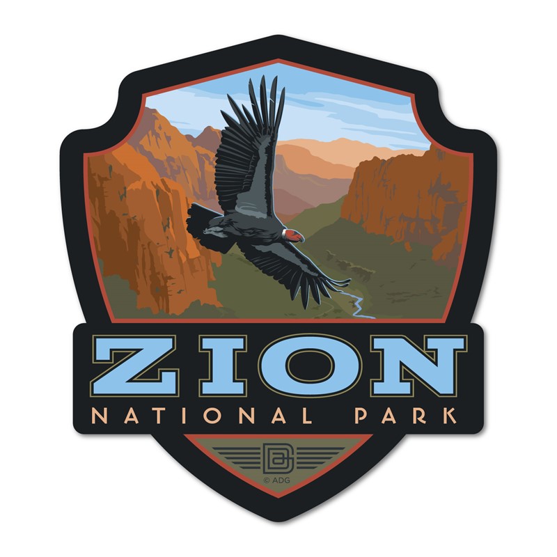 Zion NP Condor Emblem Wood Magnet| American Made