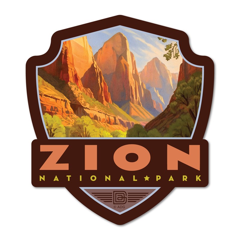 Zion NP Pronghorn Antelopes Emblem Wood Magnet| American Made