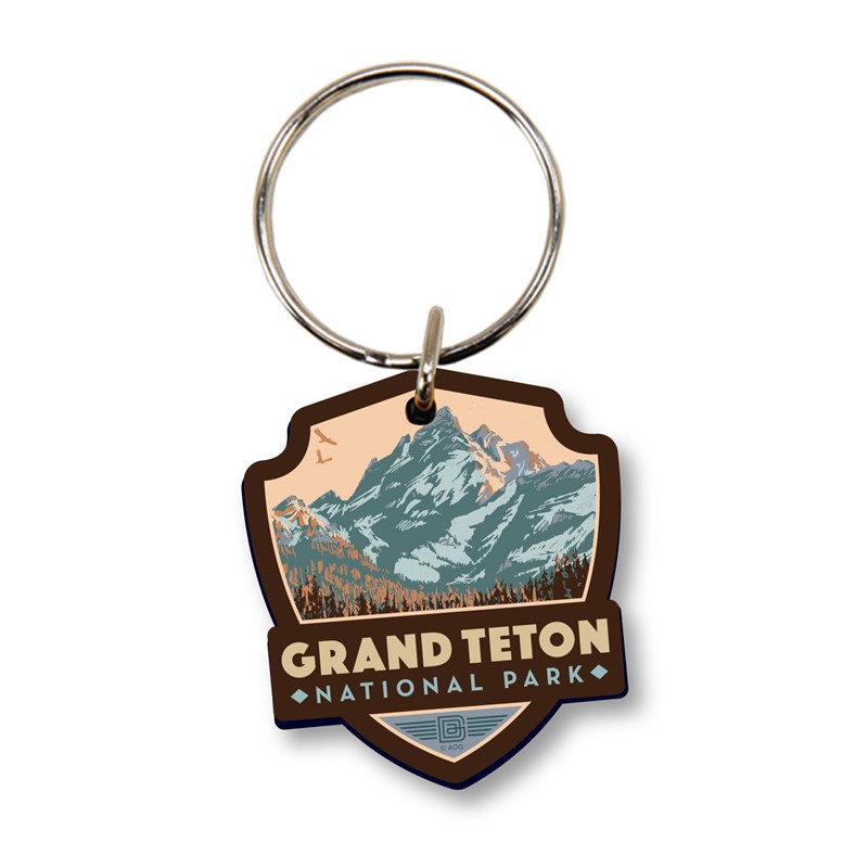 Grand Teton NP Morning Glory Emblem Wood Key Ring| American Made