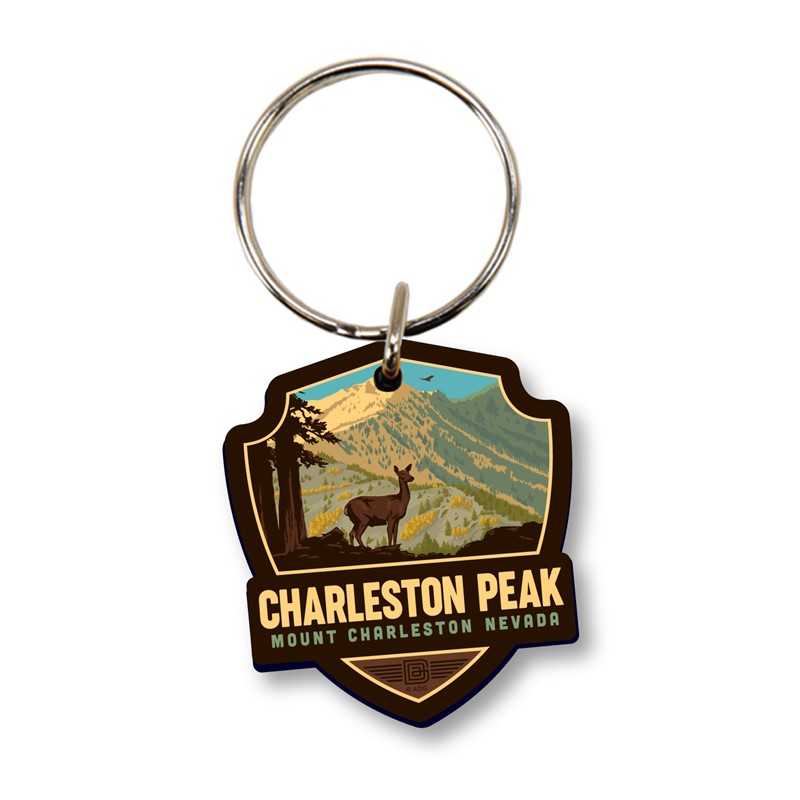 Charleston Peak Emblem Wood Key Ring| American Made