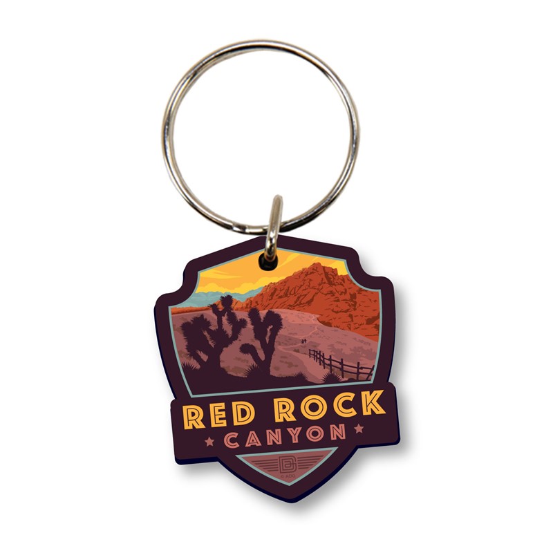 Red Rock Canyon NV Emblem Wood Key Ring| American Made