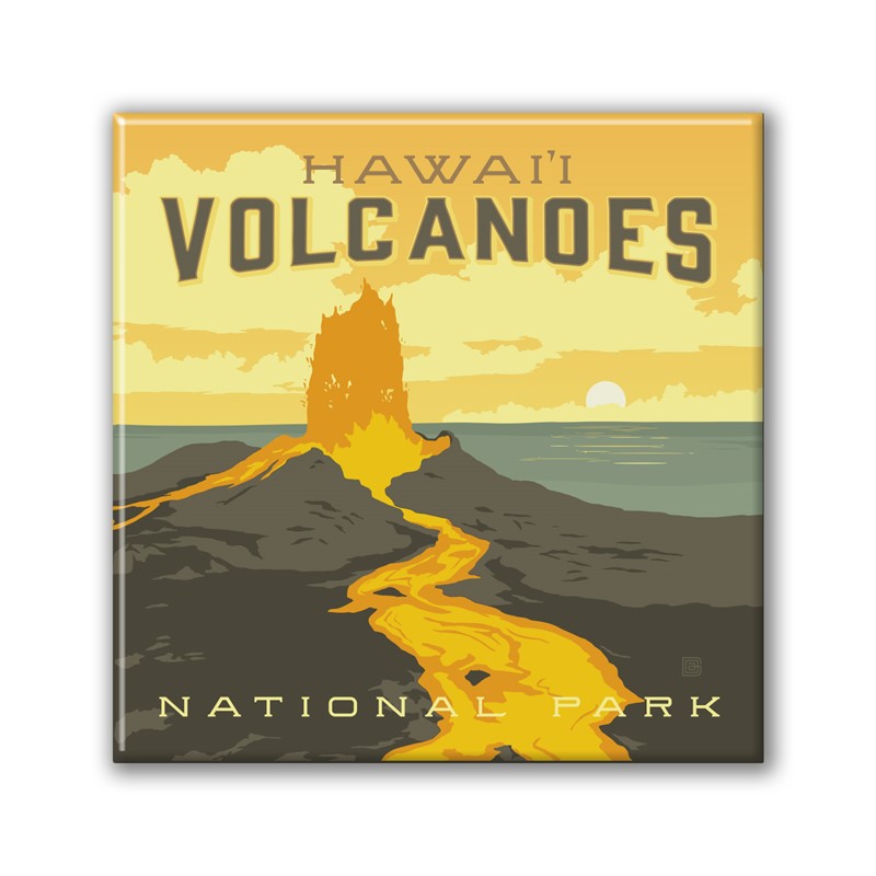 Hawai'I Volcanoes NP Square Magnet| Metal Magnet