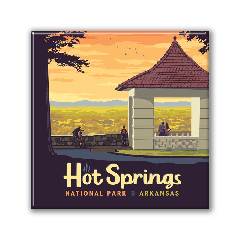 Hot Springs NP Overlook Square Magnet| Metal Magnet