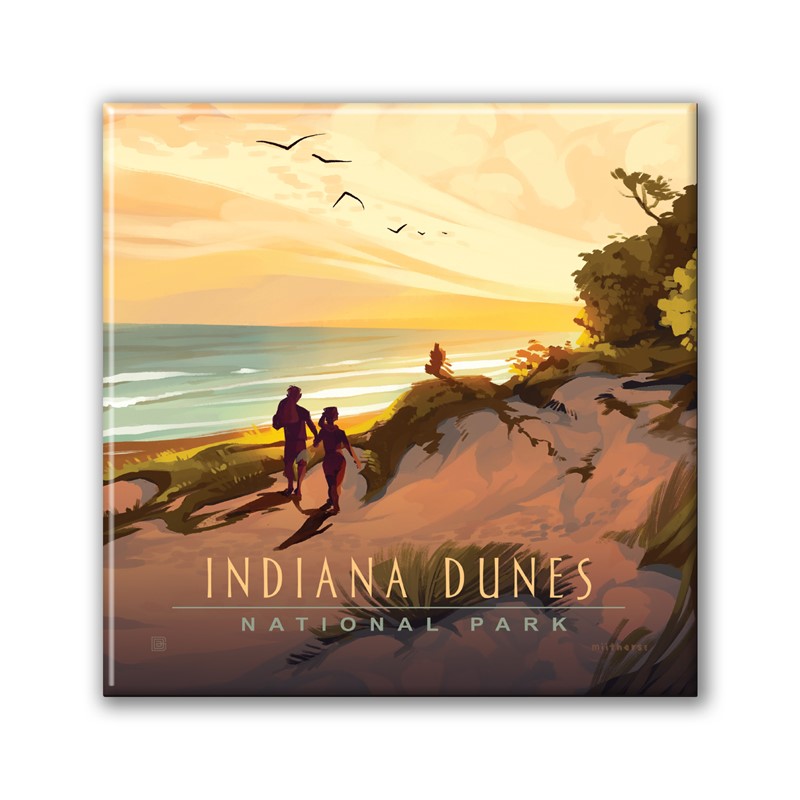 Indiana Dunes NP Daybreak Square Magnet| Metal Magnet