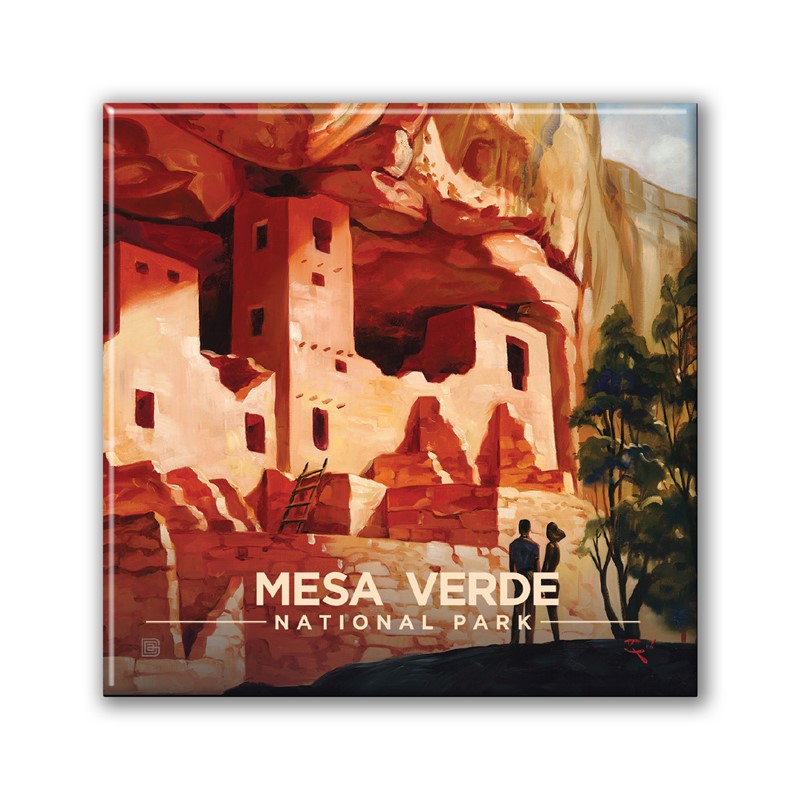 Mesa Verde NP Cliffside Treasure Square Magnet | Metal Magnet