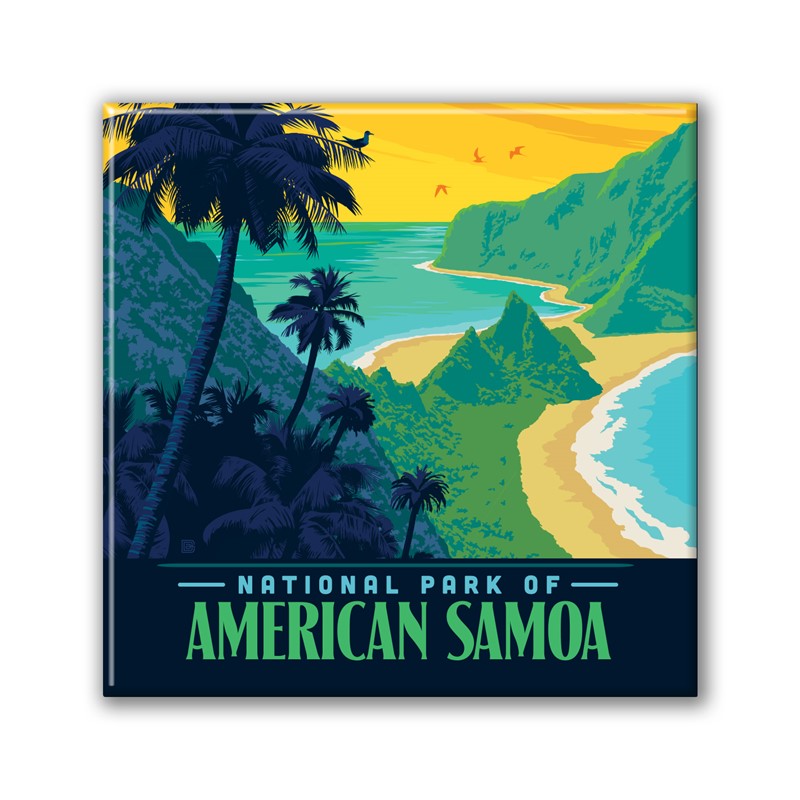 NP of American Samoa Bird's Eye View Square Magnet| Metal Magnet