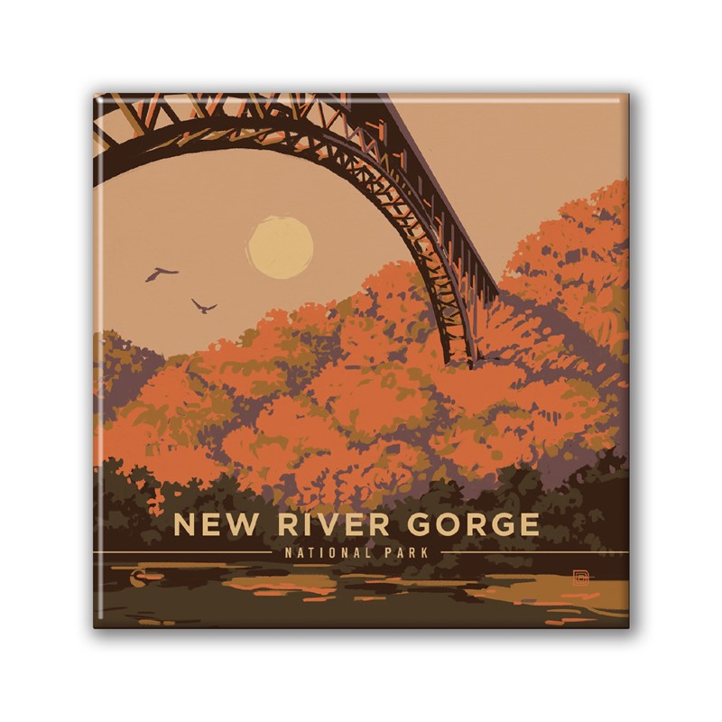 New River Gorge NP Looking Up Square Magnet| Metal Magnet
