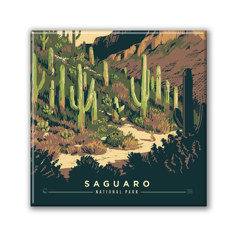 Saguaro NP Desert Delight Square Magnet | Metal Magnet