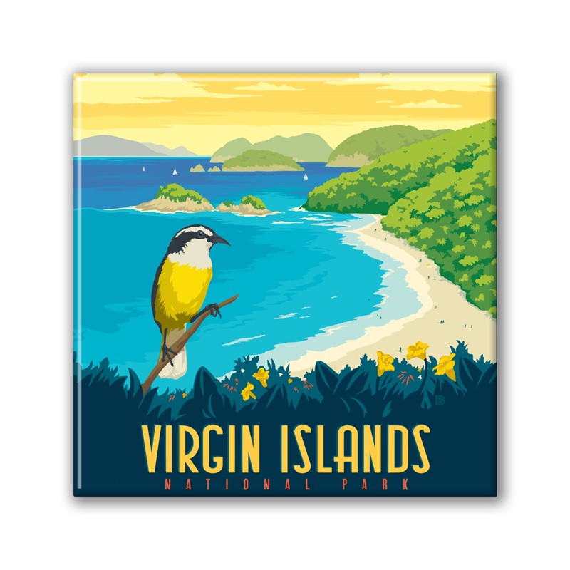 Virgin Islands NP Trunk Bay Square Magnet| Metal Magnet