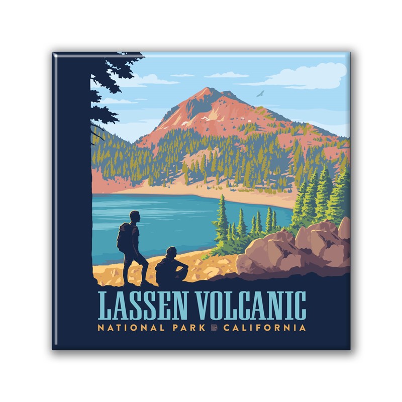 Lassen Volcanic NP Lake Helen Square Magnet|Metal Magnet