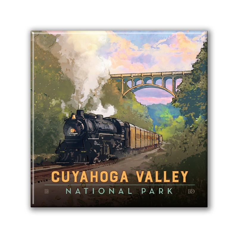Cuyahoga Valley NP Historic Railway Square Magnet|Metal Magnet