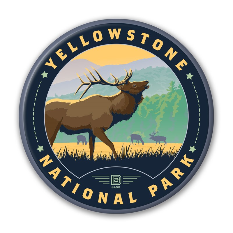 Yellowstone NP Bugling Elk Circle Magnet | Made in the USA