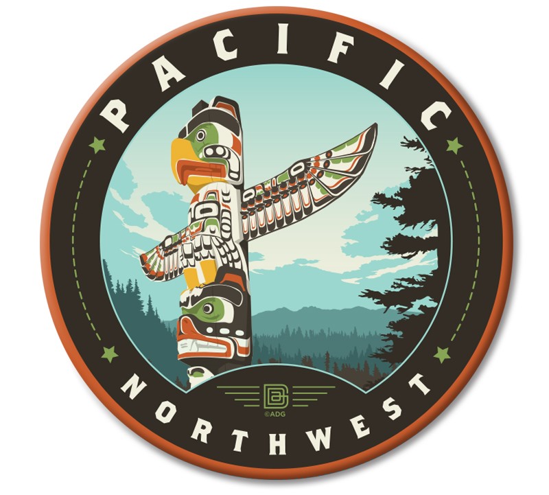 Pacific NW Totem Circle Magnet| Made in the USA