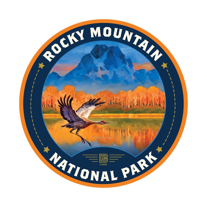 Rocky Mountain NP Crane Circle Sticker| Circle Sticker