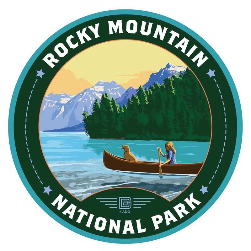 Rocky Mountain NP Canoe Circle Sticker| Circle Sticker