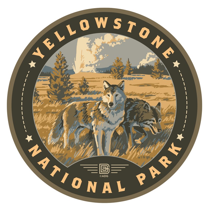 Yellowstone NP Wandering Wolves Circle Sticker| American Made