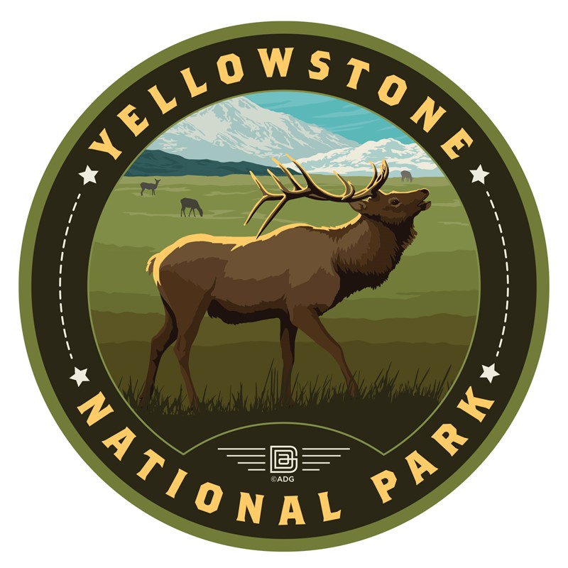 Yellowstone NP Bugling Elk Circle Sticker| American Made