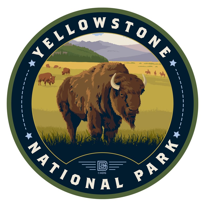 Yellowstone NP Bison Field Circle Sticker | American Made
