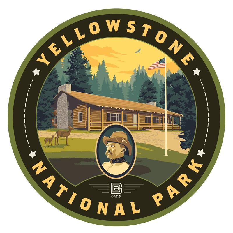 Yellowstone NP Roosevelt Lodge Circle Sticker | American Made
