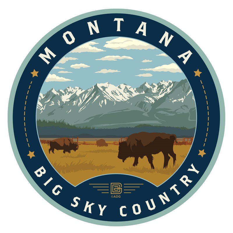 Montana Big Sky Country Bison Circle Sticker| American Made