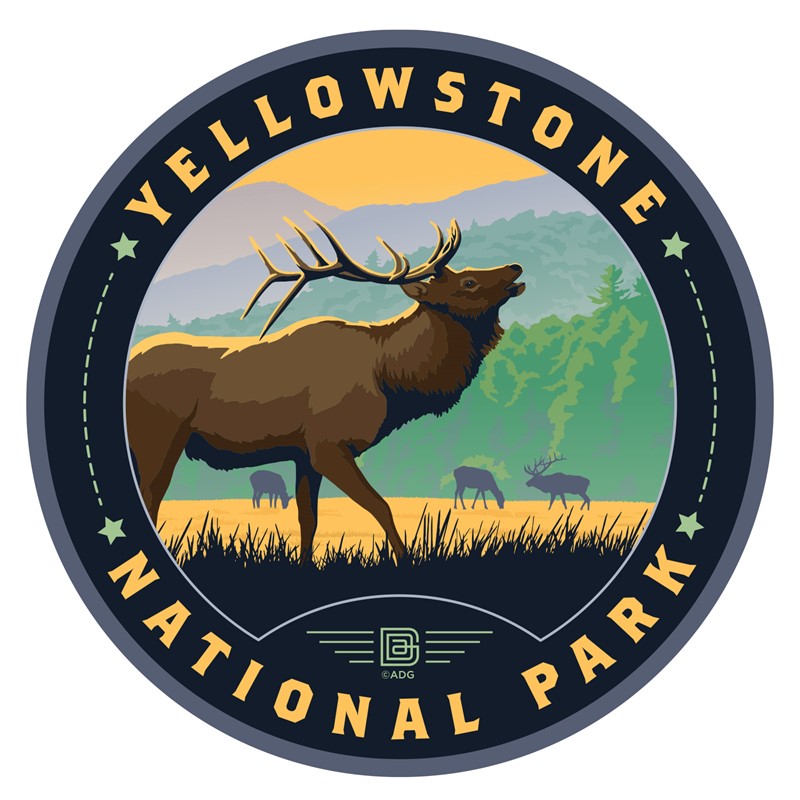 Yellowstone NP Elk Circle Sticker | American Made