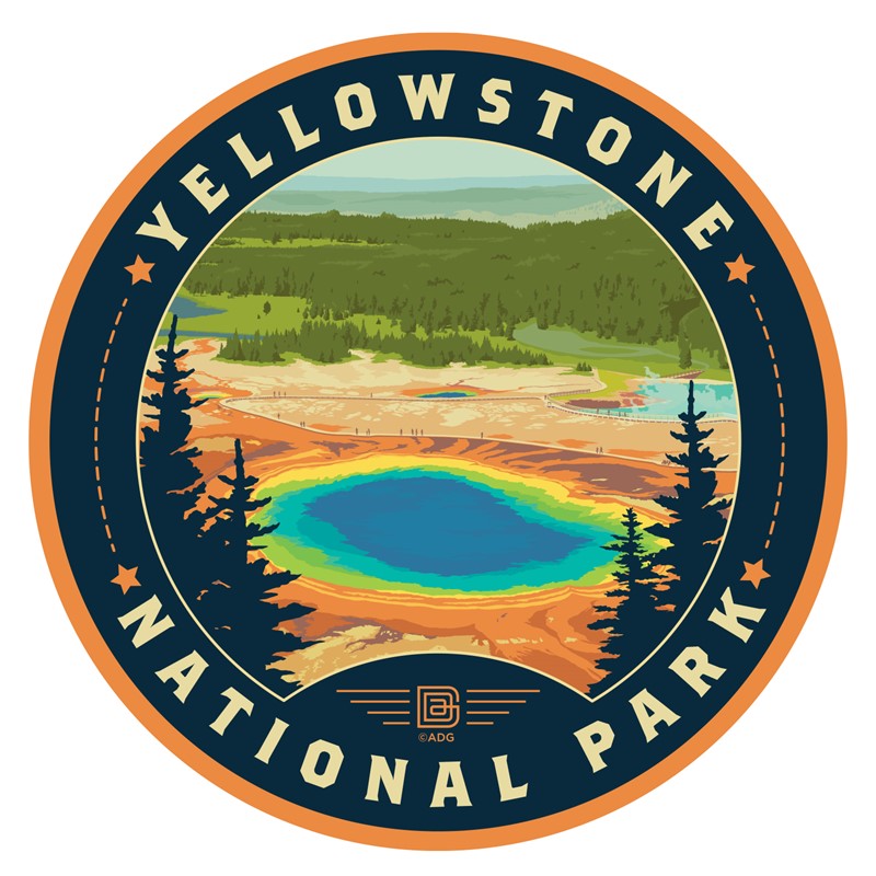 Yellowstone NP Prismatic Springs Circle Sticker| American Made