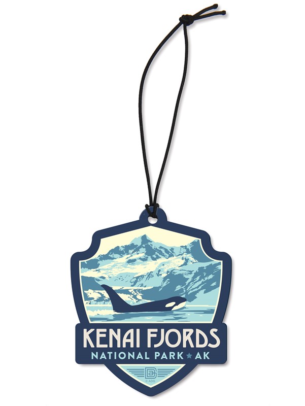Kenai Fjords NP Emblem Wood Ornament | American Made