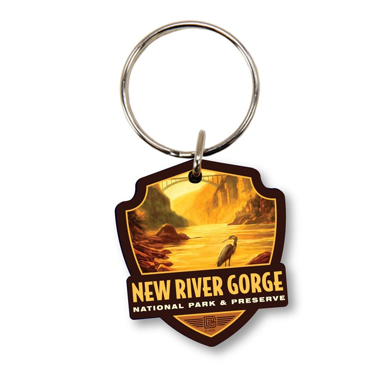 New River Gorge NP & Preserve Daybreak Emblem Wood Key Ring | American Made