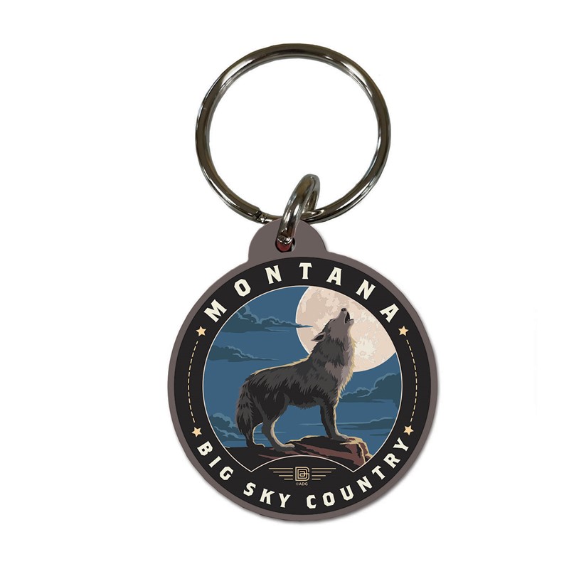 Montana Wolf Circle Wood Key Ring| American Made