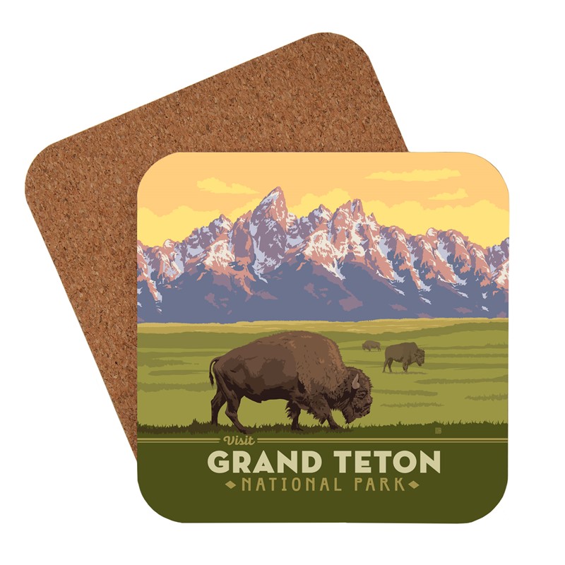 Grand Teton NP Bisons Coaster | American Made Coaster