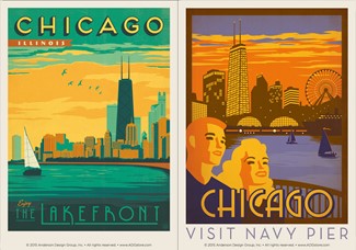 Chicago Lakefront & Navy Pier | Chicago themed vinyl magnet
