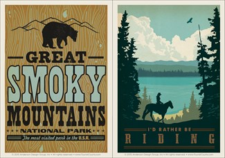 Rather Be Riding & Great Smoky Bear Print Vinyl Magnet Set