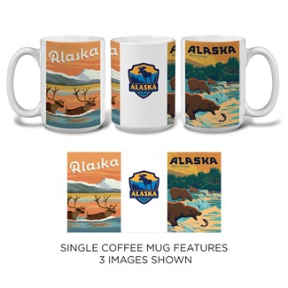 Alaska Caribou, Bear & Patch Mug | Alaska Wildlife