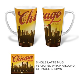 Chicago Sunset Skyline Latte | Chicago themed latte mug