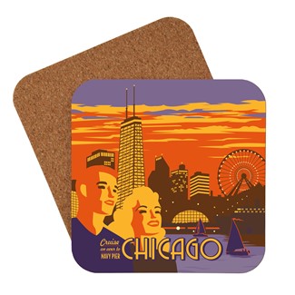 Chicago Visit Navy Pier Coaster| Chicago themed coaster