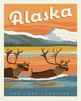 AK Swimming Caribou Print | American Made
