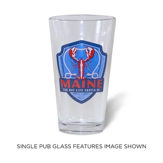 ME Lobster Emblem | Marine Maine Pub Glass