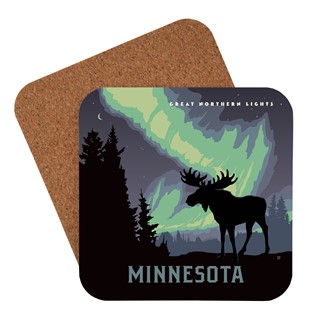 MN Northern Lights Moose | American Made Coaster