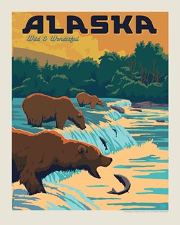 AK Fishing Bears Print | 8" X 10" Print