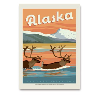 AK Swimming Caribou | Vertical Sticker
