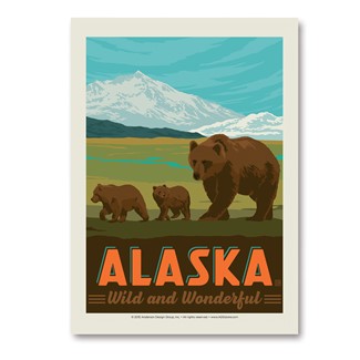 AK Wonderful Bear & Cubs | Vertical Sticker
