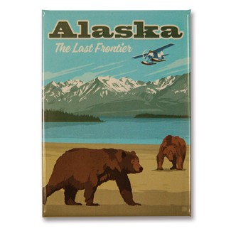 AK Frontier Plane & Bears Magnet | Metal Magnet