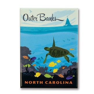 Outer Banks Turtle Metal Magnet