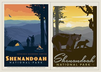 Shenandoah Back Country Camping & Mama Bear & Cubs Double Magnet | Vinyl Magnet