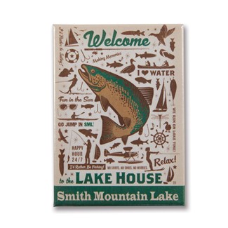 Smith Mountain Lake House Pattern Metal Magnet