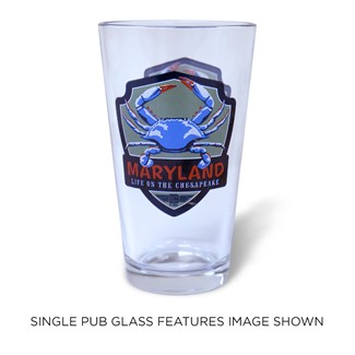 MD Blue Crab Emblem Pub Glass | Made in the USA