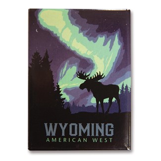 Wyoming Northern Lights Moose | Metal Magnets